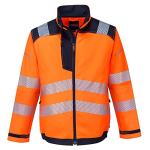 Portwest T500 PW3 Men's Hi-Vis Waterproof Jacket - Reflective High Viz Outdoor Safety Security Workwear Coat, Orange/Navy, L