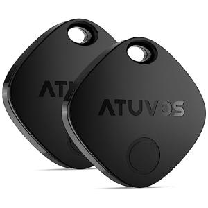 ATUVOS Air Tag Tracker Item Finder-2 Pack, Compatible with Apple Find My (iOS Only), Replaceable Battery, IP67 Waterproof, for Keys, Luggages, Suitcases, Wallets, Bags, Black
