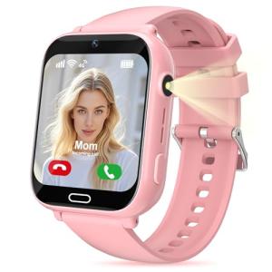Kids Smart Watch Boys Girls 4G, Kids GPS Tracker Watch Phone with Video Call SOS Game Voice Chat School Mode Camera for Boys Girls Gifts