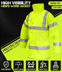 Mega_Jumble Men's Professional High Visibility Work Wear Parka Jacket Hi Vis Viz Security Safety Fluorescent Padded Waterproof Reflective Coat (5XL, Orange/Navy)