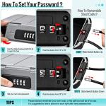 WACCET Portable Safe Box with Code, Combination Security Case Lock Box Waterproof Anti-Theft Mini Travel Safe with Removable Wire Rope Security Safe Box for Home, Office, Hotel, Cars,Travel etc Grey