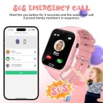 Kids Smart Watch Boys Girls 4G, Kids GPS Tracker Watch Phone with Video Call SOS Game Voice Chat School Mode Camera for Boys Girls Gifts