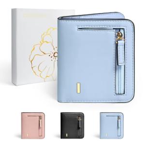 Light Teal Blue RFID Wallet with Initials