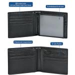 KIKIGOAL Men's Wallets Genuine Leather RIFD Tri-Fold Wallet with Coin Pocket,15 Credit Card Slots, 2 Banknote Compartments, 1 ID Windows, 1 Coin Pocket, Minimalist Wallet