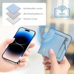 COSHAYSOO Womens Small RIFD Wallet with Initial Letter, Light Teal Blue, S, I