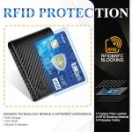 TEEHON Mens RFID Blocking Carbon Fibre Leather Wallet - Bi-Fold Card Wallet with 10 Card Slots, 2 ID Windows, 2 Cash Compartments - Black