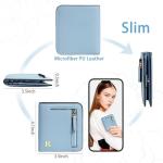 COSHAYSOO Womens Small RIFD Wallet with Initial Letter, Light Teal Blue, S, I