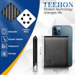 TEEHON Mens RFID Blocking Carbon Fibre Leather Wallet - Bi-Fold Card Wallet with 10 Card Slots, 2 ID Windows, 2 Cash Compartments - Black