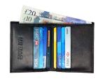 RAS WALLETS Mens RFID Safe Soft Genuine Leather Credit Card and Banknote Pocket Slimline Wallet 122 (Black)