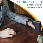 TEEHON Mens RFID Blocking Carbon Fibre Leather Wallet - Bi-Fold Card Wallet with 10 Card Slots, 2 ID Windows, 2 Cash Compartments - Black