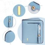 COSHAYSOO Womens Small RIFD Wallet with Initial Letter, Light Teal Blue, S, I