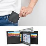 KIKIGOAL Men's Wallets Genuine Leather RIFD Tri-Fold Wallet with Coin Pocket,15 Credit Card Slots, 2 Banknote Compartments, 1 ID Windows, 1 Coin Pocket, Minimalist Wallet