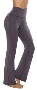 Persit Women's Flared Yoga Trousers, High Waist Jazz Pants, Sports Trousers with Hidden Pockets, gray, XS
