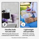 STOJO On-The-Go Collapsible Coffee Cup - 12oz / 355ml - Reusable & Foldable Silicone Travel Mug with Lid - Portable, Pocket Size - Dishwasher Safe - Lilac