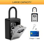 GRIFEMA GA1004 Key Safe, Portable Lock Box for Outdoor with Removable Shackle, 4 Digit Combination with Slide Cover, Hanging & Wall Mounted Key Storage Lock Box for Home Warehouse Office Garage, Gray