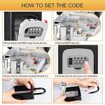 GRIFEMA GA1004 Key Safe, Portable Lock Box for Outdoor with Removable Shackle, 4 Digit Combination with Slide Cover, Hanging & Wall Mounted Key Storage Lock Box for Home Warehouse Office Garage, Gray