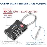 Brillirare 2 Pack TSA Approved Luggage Locks, Combination Travel Cable Padlock, 3-Digit Waterproof Lock, TSA Accepted Outdoor Keyless Resettable Lock for Lockers, Bags, Gym, Gate-Black