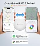 NOVOO Air Tag Tracker, Mini Bluetooth Smart Tracking Finder Compatible with Apple (iOS) & Google (Android) Find My, Loud 80dB Alarm, Replaceable Battery, GPS Tracker for Passport, Luggage (2-Pack)