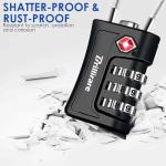 Brillirare 2 Pack TSA Approved Luggage Locks, Combination Travel Cable Padlock, 3-Digit Waterproof Lock, TSA Accepted Outdoor Keyless Resettable Lock for Lockers, Bags, Gym, Gate-Black