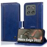 Oduio for Motorola Edge 2025 Wallet Case with RIFD Blocking Card Holder, PU Leather Flip Folio Kickstand Business Protective Phone Cover for Moto Edge 2025 6.7 Inch, Dark Blue