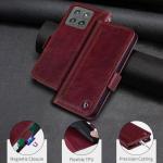 Oduio for Motorola Edge 2025 Wallet Case with RIFD Blocking Card Holder, PU Leather Flip Folio Kickstand Business Protective Phone Cover for Moto Edge 2025 6.7 Inch, Wine Red