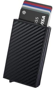 Leather Wallet with RIFD Blocking for Cards, Men's Wallet with Money Clip and Multiple Compartments. Card Holder with RFID Security, ID Slots Wallets for Men, Black, Compact