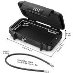 Diyife Portable Safe Box, [Waterproof] Travel Safe Combination Case, Anti-Theft Security Box with 4-digital Code, Lock Box with Removable Wire Rope for Hotels, Travel, Sports, Venues, Office, Vacation