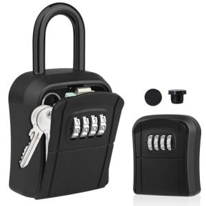 Diyife Key Safe - Weatherproof Portable Lock Box With 5 Keys Capacity, Removable Shackle for Hanging & Wall Mounting, 4-Digit Combination Storage for House