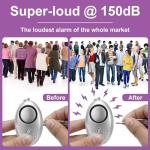 Personal Alarms For Women, Reusable Police Approved 150DB Super-Loud,Personal Alarms with LED Light, Small Personal Security Alarm Torch Keychain for Women, Girls, Children and Elderly(3pcs)