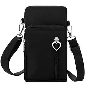 DOB SECHS 3 Layers Zipper Closure Waterproof Nylon Crossbody Bags With Adjustable Shoulder Strap Mobile Phone Wallet Bags For Women Girls Ladies