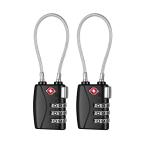 NAGE TSA Approved Luggage Locks, 3 Digit Suitcase Locks, Flexible Cable Padlock, Wire Lock, Travel TSA Lock for Backpack, Gym Locker, Tool Box, Laptop Bag (2P, Black)