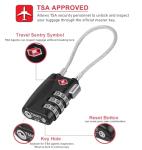 NAGE TSA Approved Luggage Locks, 3 Digit Suitcase Locks, Flexible Cable Padlock, Wire Lock, Travel TSA Lock for Backpack, Gym Locker, Tool Box, Laptop Bag (2P, Black)