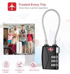 NAGE TSA Approved Luggage Locks, 3 Digit Suitcase Locks, Flexible Cable Padlock, Wire Lock, Travel TSA Lock for Backpack, Gym Locker, Tool Box, Laptop Bag (2P, Black)