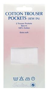 White Sew-In Cotton Trouser Pockets for Travel