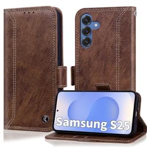 Oduio Galaxy S25 Leather Wallet Case with RFID Blocking