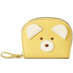 YINHEXI Cute Card Holder Wallet for Women and Men, Bear RIFD Small Leather Zipper Credit Card Holder Wallet for Women with Keychain Wristlet, Business Card Holder for Men and Women, Yellow, Cute