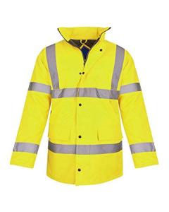 shelikes Hi Vis Viz Jackets High Visibility Parka Workwear Security Safety Fluorescent Hooded Padded Waterproof Work Wear Jacket Coat