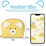 YINHEXI Cute Card Holder Wallet for Women and Men, Bear RIFD Small Leather Zipper Credit Card Holder Wallet for Women with Keychain Wristlet, Business Card Holder for Men and Women, Yellow, Cute