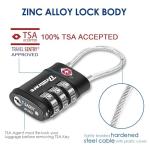 2 Pack TSA Approved Luggage Locks, Combination Travel Cable Lock, 3-Digit Waterproof Padlock, Zinc Alloy Outdoor Keyless Resettable Lock for Travel, Lockers, Bags, Backpack, Gym, Gate-by Brillirare