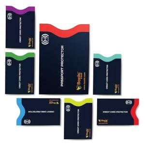 Boxiki Travel RFID Blocking Sleeves, Set with Color Coding. Identity Theft Prevention RFID Credit Card Holders (Navy 7 PCS)