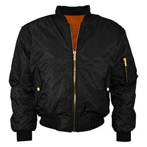 LE11 MA1 Mens Army Pilot Biker Bomber Fly Military Security Doorman Harrington Jacket (Black, Large)