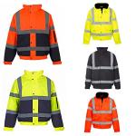 Hi-Vis Waterproof Bomber Jacket with Hidden Hood