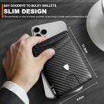TEEHON Mens Wallets Slim RFID Blocking Carbon Fiber Leather Wallet with up to 12 Credit Card Holder, Strong Money Clip & ID Window Minimalist Bi-Fold Wallets for Men UK with Gift Box - Black