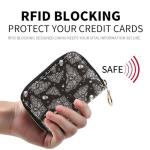 MNSRUU RIFD Blocking Wallet Pink Skull Girl Wallet Credit Cards Holder Slim Leather Credit Card Holder Case with Zipper,Small Wallet for Women Men, Skull 164, 4.7x3.1x0.8inch, Modern