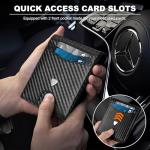 TEEHON Mens Wallets Slim RFID Blocking Carbon Fiber Leather Wallet with up to 12 Credit Card Holder, Strong Money Clip & ID Window Minimalist Bi-Fold Wallets for Men UK with Gift Box - Black