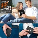 TEEHON Mens Wallets Slim RFID Blocking Carbon Fiber Leather Wallet with up to 12 Credit Card Holder, Strong Money Clip & ID Window Minimalist Bi-Fold Wallets for Men UK with Gift Box - Black