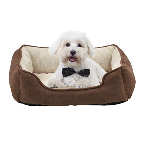 Long Rich Fur Pet Beds for Medium Dogs, Pet Sofa Bed, Soft Calming Cat Beds, Comfty Durable Pet Puppies Beds with Reversible&Washable Cushion,Dog Beds
