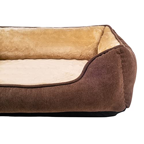 Long Rich Fur Pet Beds for Medium Dogs, Pet Sofa Bed, Soft Calming Cat Beds, Comfty Durable Pet Puppies Beds with Reversible&Washable Cushion,Dog Beds