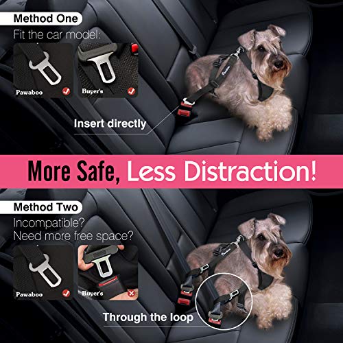 PAWABOO Dog Safety Vest Harness, Pet Car Harness Vehicle Seat Belt with Adjustable Strap and Buckle Clip, Easy Control for Driving Traveling Safety for Small Medium Dogs Cats, Small, Gray with US Flag