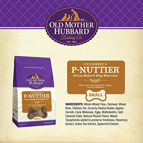 Old Mother Hubbard Crunchy Classic Natural Dog Treats, P-Nuttier, Small Biscuits, 20-Ounce Bag/2 Pk